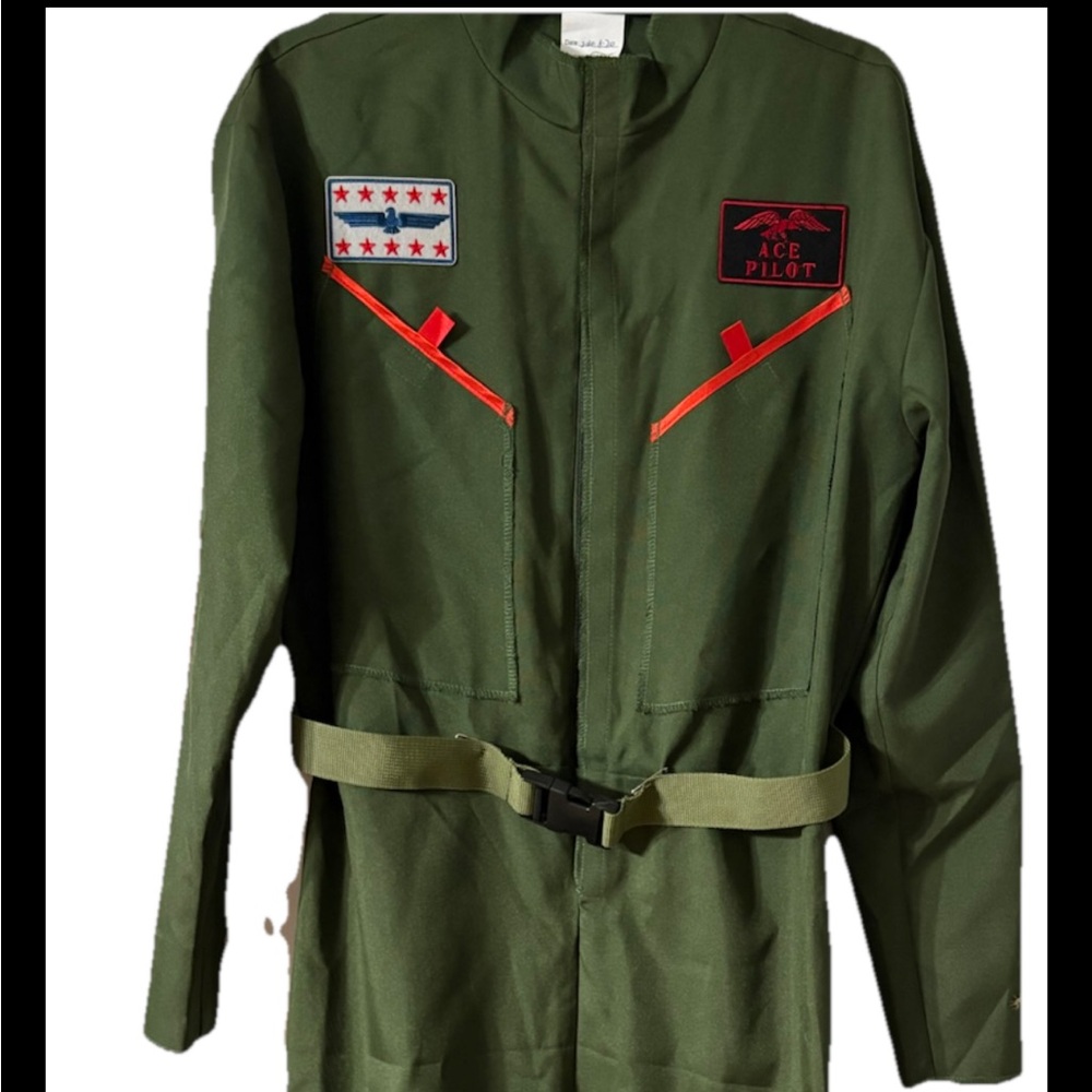 Green Pilot Jumpsuit with Patches medium